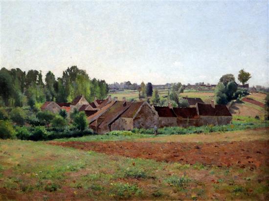 § Jean Eugène Julien Massé (1856-1950) Vue du Villages 18.5 x 24.5in.